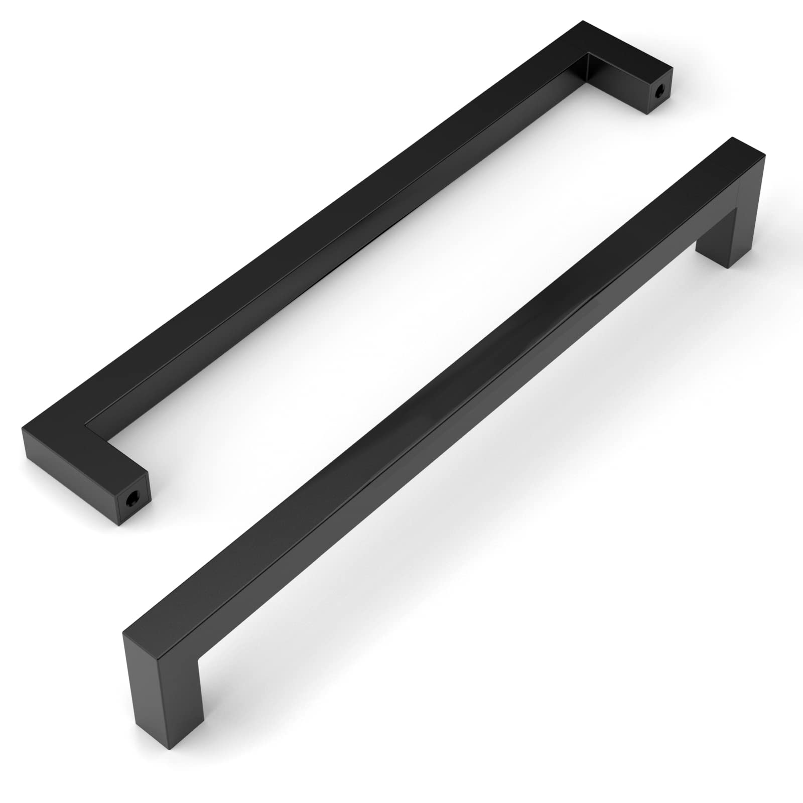 Amerdeco Pack of 10 Furniture Handles, Stainless Steel,Matte Black, Cabinet Handles, Kitchen Handles, 256mm, Hole Spacing, Drawer Handles, Handles for Kitchen Cabinets, Wardrobe