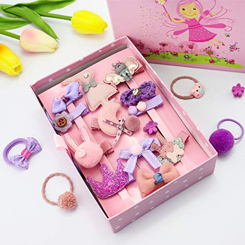 42 Pieces Pack Baby Girl\'s Bows Fully Lined Hair Clips Baby Hair Ties Ponytail Holders for Little Girls and Teens Toddlers, Assorted Styles Clips for Girls