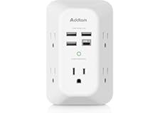 USB Wall Charger Surge Protector 5 Outlet Extender with 4 USB Charging Ports ( 1 USB C Outlet) 3 Sided 1800J Power Strip Mult