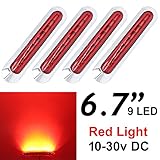 4pcs LEDVILLAGE Submersible Multi-Voltage 10v - 30v DC Red LED Red Lens Sealed Light Clearance Universal Side Marker Light Trailer Truck with 9 LEDs + Chrome Rings