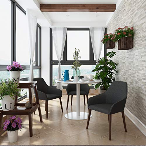 Sunon D27.5'' x H23.6'' Round White Cafe Table with White Pedestal Base Small Round Table for Pub/Conference/Living Room (Moon White)