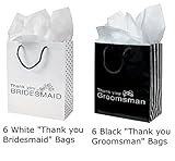12 THANK YOU Gift Bags Groomsmen & Bridesmaid Black White Wedding Bridal Party