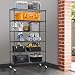BestMassage 6 Tire Wire Shelving Unit NSF Storage Shelves Large Heavy Duty Metal Shelf Organizer Height Adjustable Commercial Grade Steel Rack 2100 LBS Capacity with Wheels 82"x48"x18",Black primary