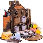 APOLLO WALKER Picnic Backpack for 4 with Cutlery Set and Blanket for Picnic, Outdoor, Sports, Hiking, Camping, BBQs, Cooler, Coffee