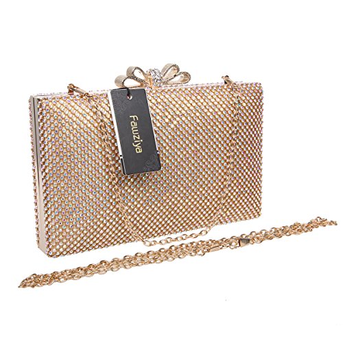 Fawziya Bow Purse For Women Rhinestone Crystal Evening Clutch Bags-ABGold