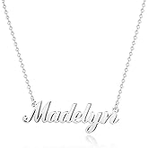 Hidepoo Madelyn Necklace - 18K Gold Plated Name Necklace for Women - Silver Name Necklaces