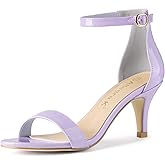 Allegra K Women's Ankle Strap Open Toe Stiletto Heels Purple Sandals 10 M US