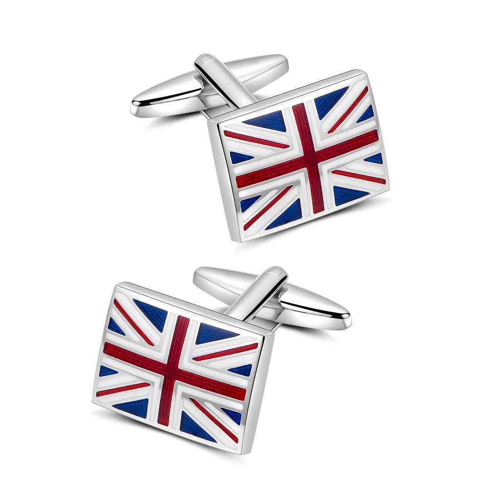Mr.Van Flag Cufflinks, Flag of United Kingdom Cuff Links Set for Men's Business Wedding Party Jewelry Gift