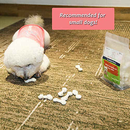 MON2SUN Dog Rawhide Knot Bones Mini Bones Rawhide for Dogs Dog Chews Natural 2.5 Inch 60 Count