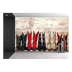 American West Legend Cowgirl Leather Boots Rear Heel View in Straight Western Line - Removable Wall Mural | Self-Adhesive Large Wallpaper - 66x96 inches