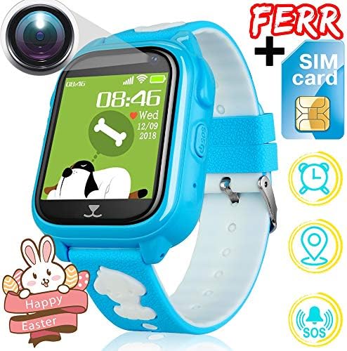 [Free SIM Card] Smart Watch for Kids Fitness Tracker Waterproof IP68 GPS Tracker Watch SOS Camera Anti-Lost Game Pedometer Sport Run Wrist Outdoor Swim Bracelet Smartphone App for iOS/Android