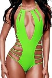 Zkess Women's Sleeveless Summer Strappy Cut outs One-piece Swimsuit