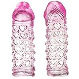 AHAOMG(TM) Hot Reusable Full Cover Penis Sleeve Ring Delay Impotence Erection Condoms PINK