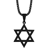 HAQUIL Star of David Necklace, Stainless Steel Hexagram Six Pointed Star Pendant, Box Chain, Jewish Israel Jewelry Gift