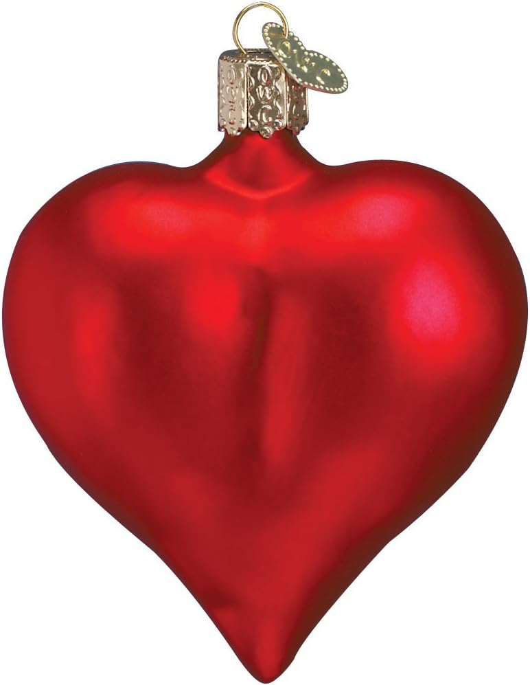 Ornaments - Old World Christmas Large Matte Red Heart Glass Blown Ornaments for Christmas Tree