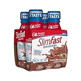 Slim Fast Original weight loss Meal Replacement RTD shakes with 10g of protein and 5g of fiber plus 24 Vitamins and Minerals per serving, Creamy Milk Chocolate, 20 Count