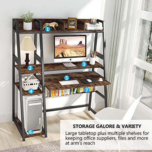 Tribesigns Computer Desk with 4Tier Storage Shelves, 52 inches Rustic