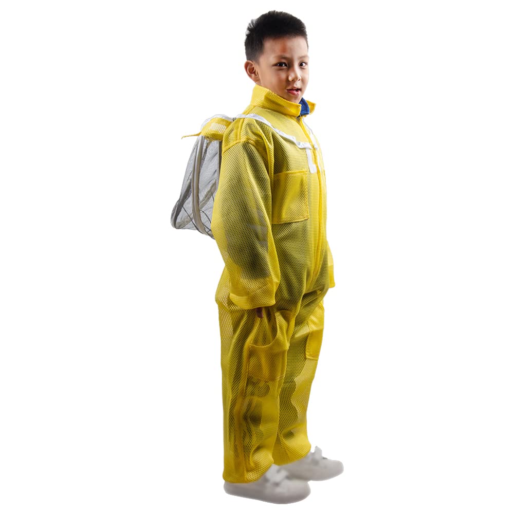 ZffXH 130/150 cm Full body Ventilated Beekeeping Suits Kids Children's Beekeeping Protective Cotton Suit/Self-supporting Fencing Veil hood
