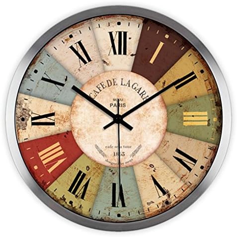 Ysayc Wall Clock Retro Mediterranean Creative Fashion Simple Wall Clock Modern Living Room Bedroom Mute Wall Clock , 12 inches , stainless steel wire drawing frame
