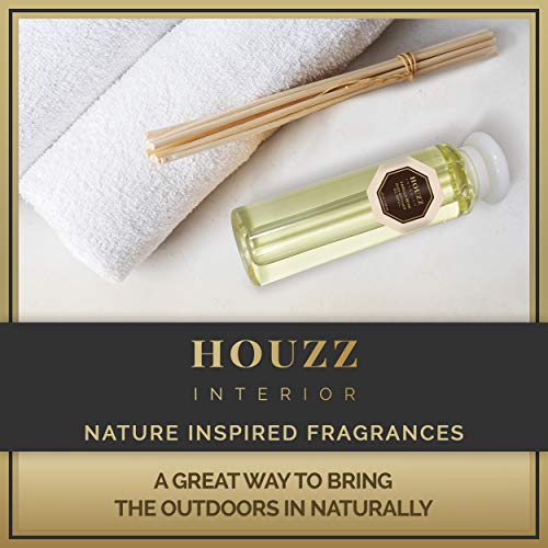 HOUZZ Interior Vanilla Bean Reed Diffuser Refill Oil with Sticks, Home Scent for Living Room, Bathroom and Kitchen, with Vanilla Absolute Essential Oils, Made in The USA