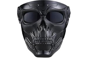 PLOOTA Airsoft Mask Full Face with HD Goggle Skull Skeleton Paintball Mask for Halloween Cosplay Paintball Game Props Party Tactical Mask