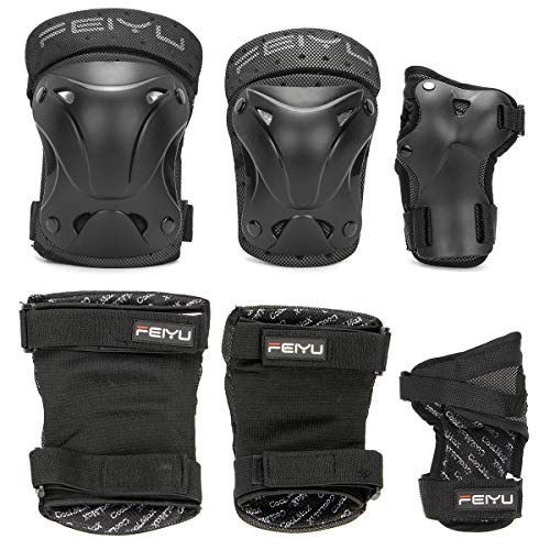 KING SHOWDEN Upgraded Knee Pads Elbow Pads Wrist Guards Set Protective Gear Sports Safety Pad for Roller Skatings Skateboarding Inline Scooter Riding BMX Bicycle Cycling Pack of 6 (S)