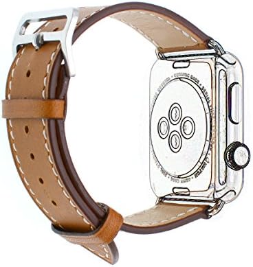 Apple Watchband LuxuryJOY Genuine Leather Strap Replacement Wristband with Butterfly Clasp for Customized Version Custom Edition Brown 42mm 38mm (Dark brown(38mm))