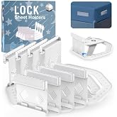 Upgrade Bed Sheet Holders for Corners Keep Sheets Firm &amp; Tight, Foldable Lock Sheet Holders Set of 4, Heavy Duty Bed Sheet Clips, Sheet Locks, Fit All Mattress Easy Install, White