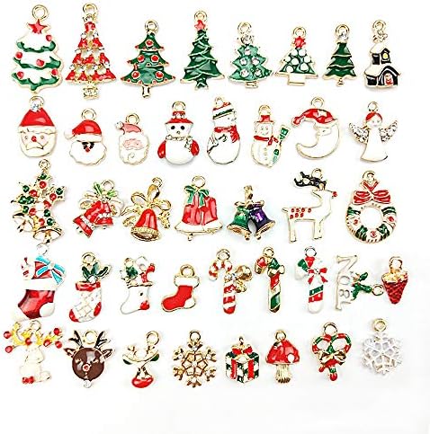 40 Pcs Christmas Pendants Charms for Bracelet Necklace Jewelry DIY Making, Birthday, Christmas Day, Thanksgiving Day Gift for Children