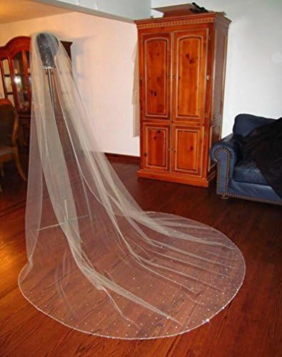 WWJ Wedding veil of the bride veil One-tier Cathedral Veils Cut Edge Tulle (Soft net yarn) , ivory