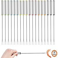18 Pieces Stainless Steel Fondue Forks Meat Sticks with Heat Resistant Handle for Cheese Chocolate Fondue Roast Marshmallows 