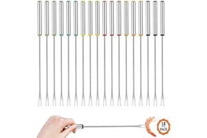 18 Pieces Stainless Steel Fondue Forks Meat Sticks with Heat Resistant Handle for Cheese Chocolate Fondue Roast Marshmallows 