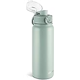 GOPPUS Insulated Water Bottle 20oz Stainless Steel BPA-Free Sports Bottle Ideal for School and Travel Silicone Spout Lid Prevents Leaks, Sweat, and Dust (light green)