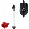 hygger 50W Mini Inline Quartz Glass Aquarium Heater with External Controller, Adjustable Submersible Betta Fish Tank Thermostat for 5-15 Gallon