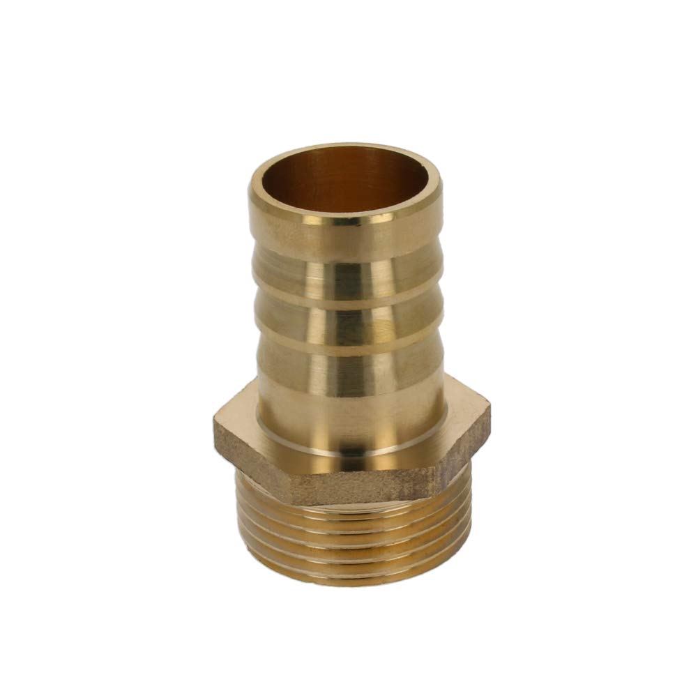 MroMax Brass Barb Hose Fitting Connector Adapter 25mm Barbed x 1 PT Male Pipe Brass Tone 1pcs