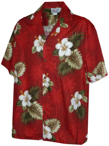 Pacific LegendMens Floral Hibiscus and Palm Hawaiian Shirt