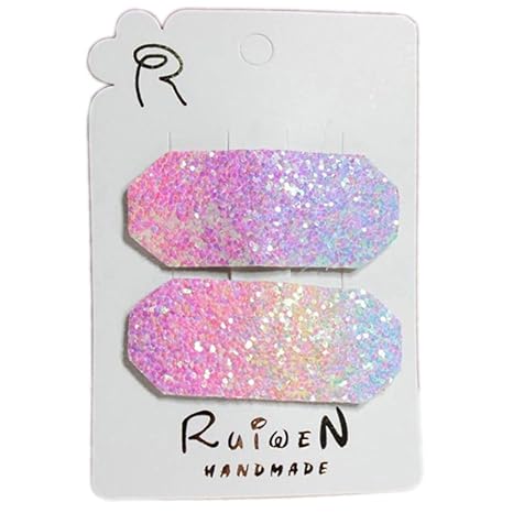 Haiabei 4pcs Kids Glitter Sequins Hair Clips Rainbow Baby Hair