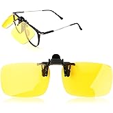Dedoda Clip on Polarized Night Vision Driving Glasses Flip up Sunglasses UV-400 to Wear Over Glasses for Night Driving
