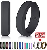 Knot Theory Silicone Wedding Ring - 6mm Band for Superior Comfort, Style, and Safety (Dark Grey, Size 9)