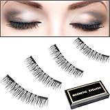 Magnetic Eyelashes, [Upgrade] Dual Magnetic No Glue False Lashes, 3D Reusable Fake Magnet Eyelash, 0.2mm Ultra-Thin Handmade Natural Look Lash (1 Pair 4 Pieces) by Moolia