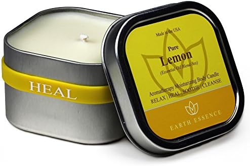Lemon Soy Wax Candles (8 oz) - Aromatherapy Body Massage Candle - Made in the USA - Pure Essential Oil and All-Natural Ingredients - Soy Candles Scented for Health and Relaxation - Low Melting Point