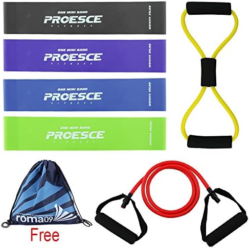 Resistance Loop Bands Set of 4 Exercise Bands with 2 Ankle Straps and 1 Carrying Bag for Resistance Training, Physical Therapy Perfect for Home Fitness Legs, Glutes, Crossfit Workout, Physical Therapy