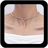 Erimberate Punk Cross Sword Choker Necklace Silver Dagger Cross Pendant Necklaces Metal Knife Curb Collar Necklaces Chunky Sword Cuban Curb Chain Necklace Jewelry for Women