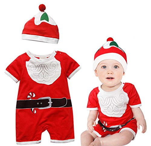 Baby Boy Christmas Romper Hat Santa Snow Man New Year Costumes Red 12-24m