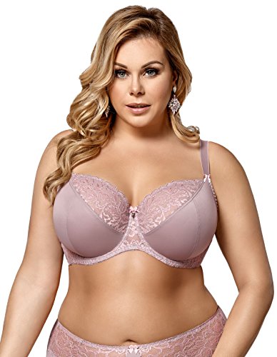 Lilac lace cupped bra with bow plus size