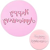 Crethinkaty Anniversary Fondant Embosser "Happy Anniversary" Shape 3D Design Cookie Stamp for Baking Cookies,Decorating Cake/Sugar Paste/Cupcake