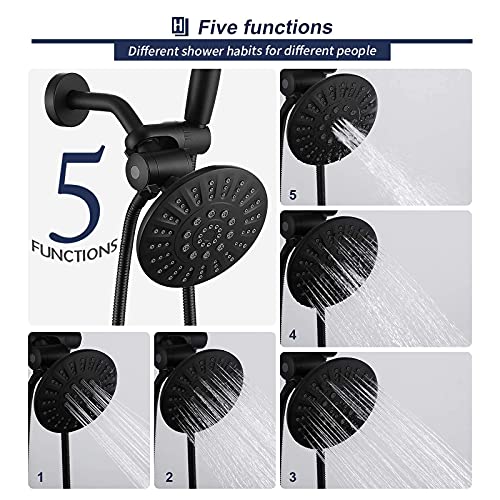 HOMELODY Shower Faucet Set Matte Black Bathtub Faucet Set,2 Shower Head
