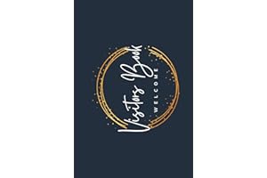 Visitor Guest Book, Elegant Blue and Gold Clean Design, Flip-top design: for Airbnb, VRBO, Vacation home, Bed and Breakfast, Guest House, Motel and Hotel