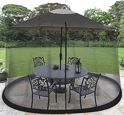 Amazon Com Homeroots 9 Patio Umbrella Outdoor Table Bug Screen Mesh Black Mosquito Net Canopy Curtains Adjustable Enclosure Large Umbrella Hanging Tent 100 Polyester Light Weight Mosquito Netting Garden Outdoor