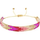 Agriajun Handmade Boho Beaded Friendship Strand Wrap Bracelets for Women Charm Adjustable Couples String Rope Braided Bohemia Colorful Seed Beads Bracelet Fashion Jewelry Gift